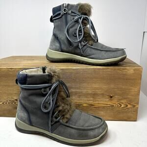 Jambu Denali Leather Winter Ankle Boots Womens 9.5 Faux Fur Lace Up Waterproof